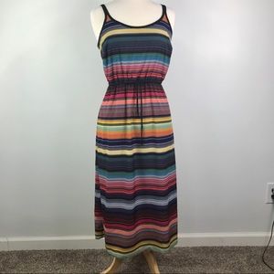 Athleta spaghetti strap horizontal rainbow dress